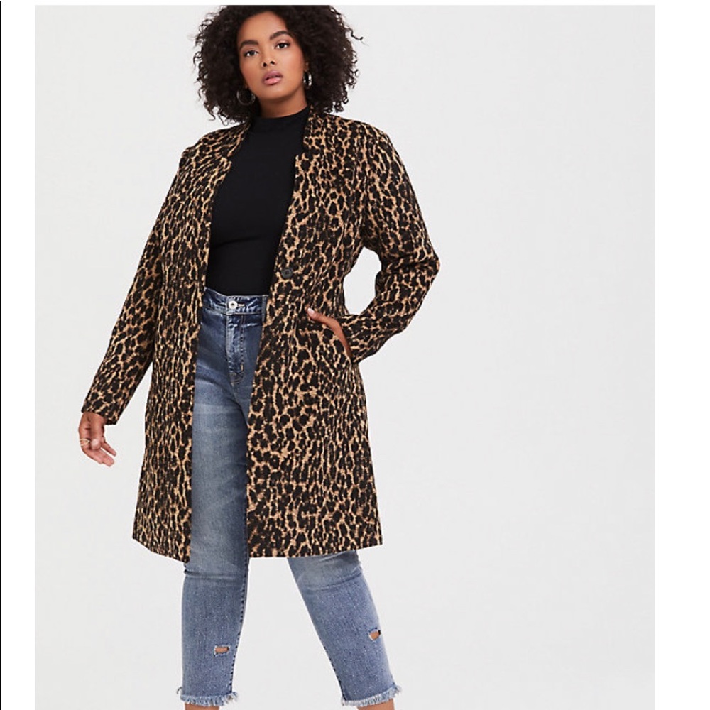 Torrid leopard print woolen car coat